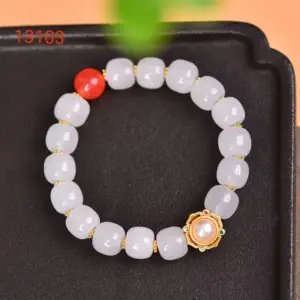 treasure golden silk jade bracelet – gather wealth attract fortune boost luck with pearl accent and gold trim