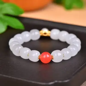 treasure golden silk jade bracelet – gather wealth attract fortune boost luck with pearl accent and gold trim