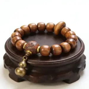 taoist feng shui wood bracelet – eight trigram protection, wealth & good luck charm
