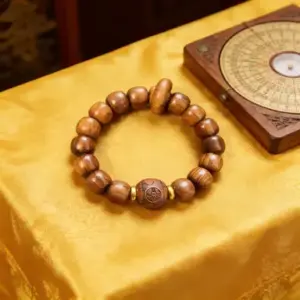 taoist feng shui wood bracelet – eight trigram protection, wealth & good luck charm