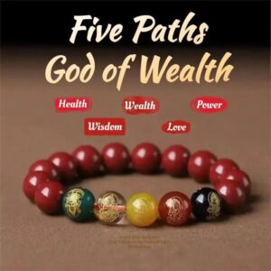 five paths god of wealth bracelet, red color cinnabar